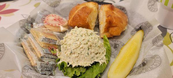 Chicken Salad Melt, Lauryn's Lemon Basil on the side with crackers, and a cookie