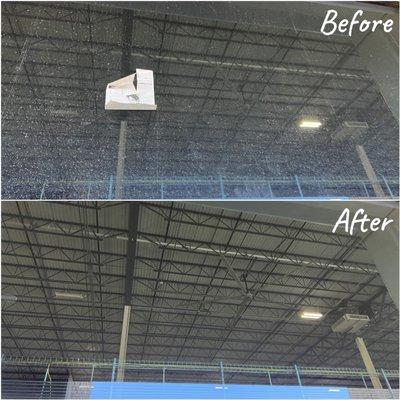 A before and after of a warehouse window we recently did.