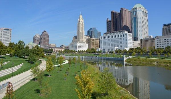 A portion of  "The Scioto Mile" downtown Columbus. Amazing reclaimed parkland and amenities!