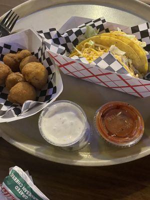 Fried mushrooms  and tacos