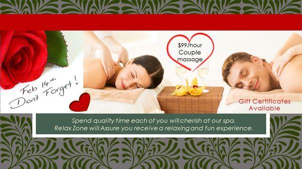 Valentine's Promotion for a couple massage.