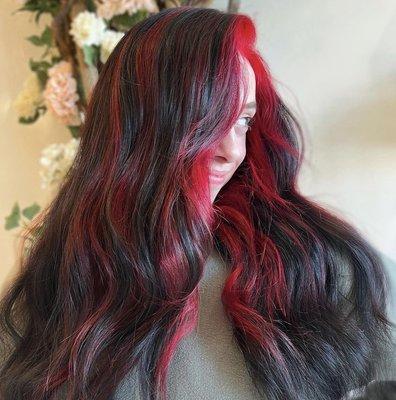 Black with Red underneath and red highlights throughout