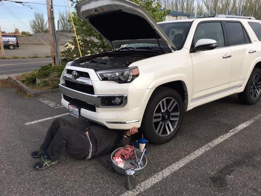 Service agent working on my truck