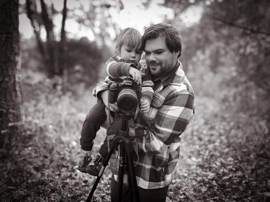 Moon Myerson and his son taking some landscape shots.