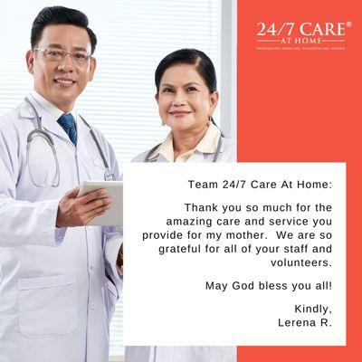 Thank you note from our patient's family.