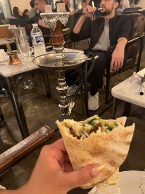 Falafel Sandwich with hookah