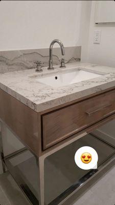 Quartzite on the vanity