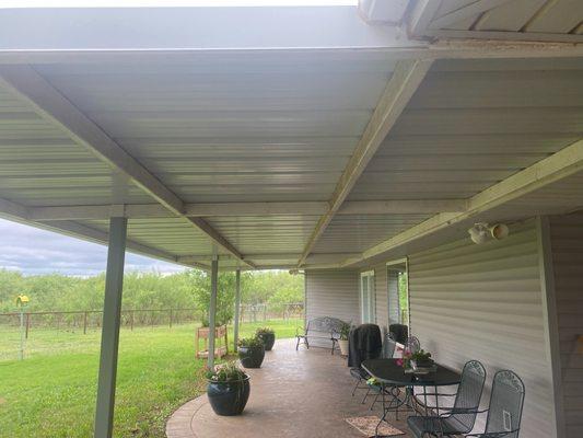 The patio cover is to obtain the rain off concrete