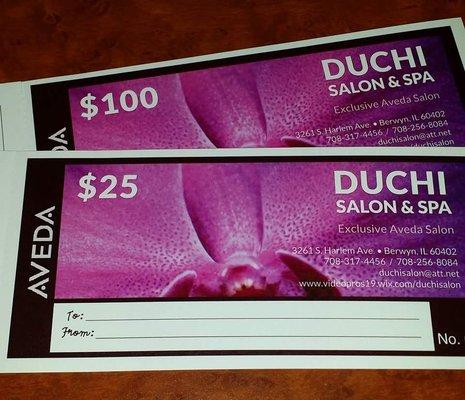 Gift certificates