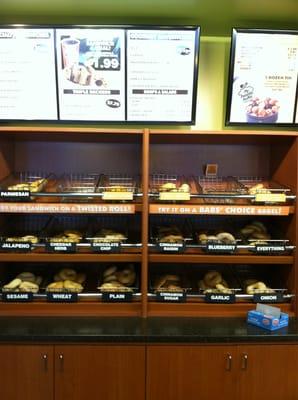 Fresh Bagels behind counter!