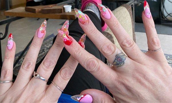 Clear gel Valentine nails by Kimmy