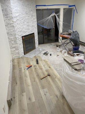 Watts did fireplace, flooring, paint