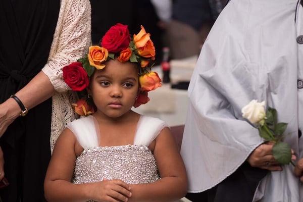 Our daughters stunning flower girl headpiece.