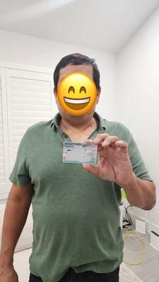 Dad with his green card!