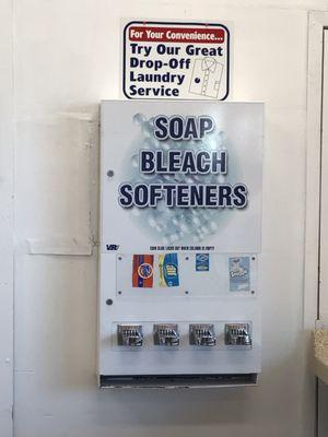 Soap/softner vending $1.25/ea