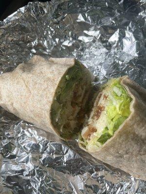 Chicken Caesar Wrap with crispy chicken in a wheat wrap