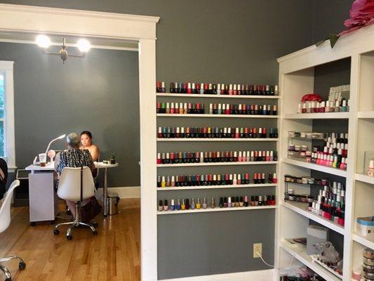 All the nail polish colors and a peak inside the nail area.