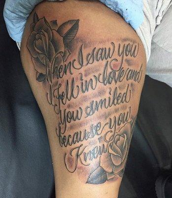 Script lettering tattoo