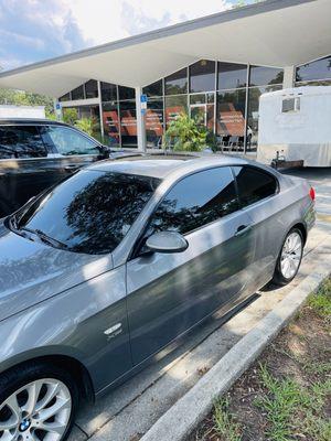 BMW 335i x drive  15% all around with 30% on the windshield