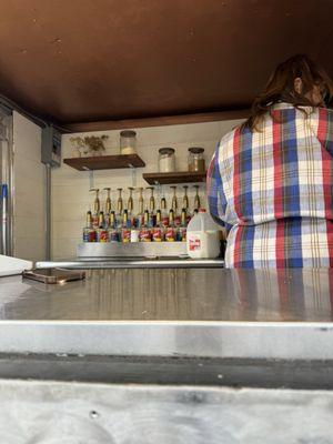 View inside coffee truck!