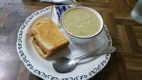 Kids/Sr menu- 1/2  toasted beef and cheese sandwich, and cup of cheddar broccoli soup.