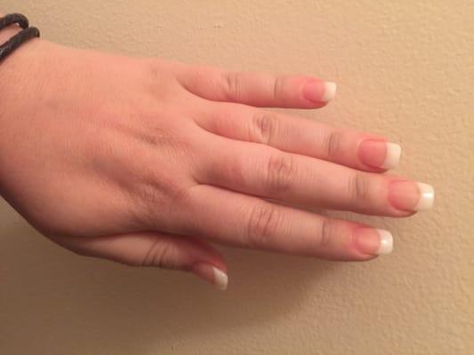 Gel liquid with pink and white. I'm in love and they feel like my real nails!