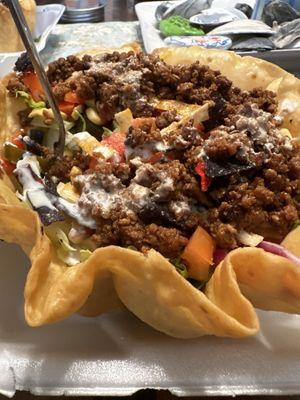 Taco salad with taco meat