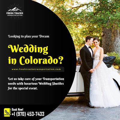 Plan your perfect mountain wedding in Colorado with Fresh Tracks Transportation's Wedding Shuttle service.