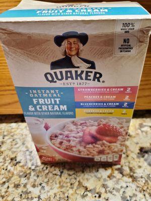 FREE Quaker Oatmeal with My  Weekly Kroger Reward Coupon.  I picked Fruit and Cream flavors this time.  8/19/2024