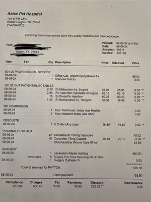 Emergency Vet bill my deployed husband was forced to pay in order for them to release our uninjured dog