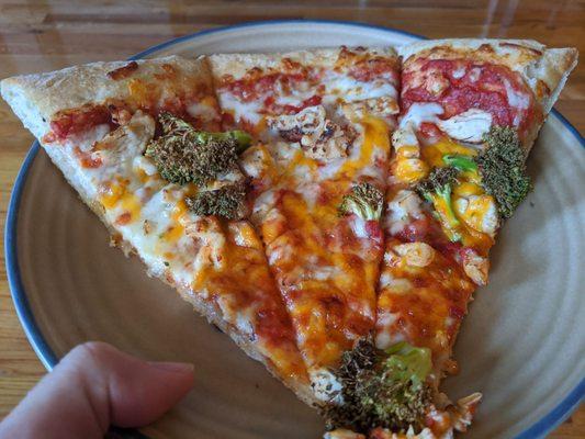 Broccoli chicken pizza...with fresh broccoli!