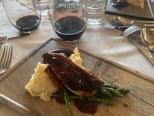 Duck paired with a Very Nice Malbec