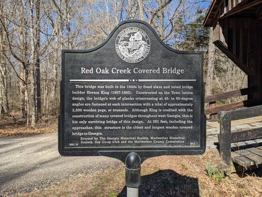 Marker at the Red Oak Creek Covered Bridge