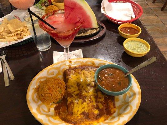 Cheese enchiladas with beef gravy