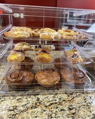 YUM! Fresh danishes, coffee rolls, and croissants!!