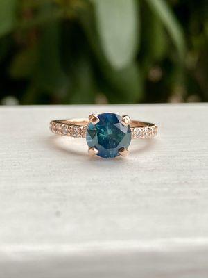 Custom designed sapphire and diamond ring