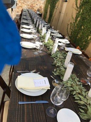 Table for family style wedding