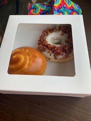 Candied Bacon Donut & Cream Bun!