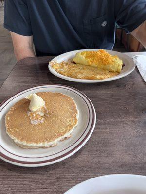 Denver Omelette with choice of pancakes. All was good and hot