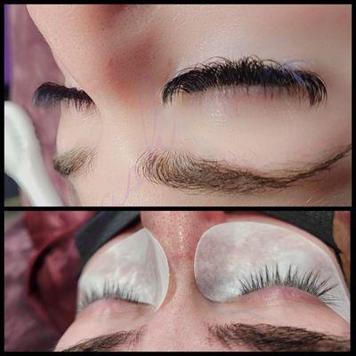 Volume Lashes before and after