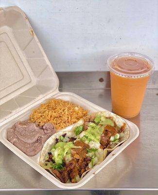 Taco Plate: steak & pork, sea breeze smoothie (11/2022)