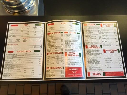 Menu as of Dec 2015