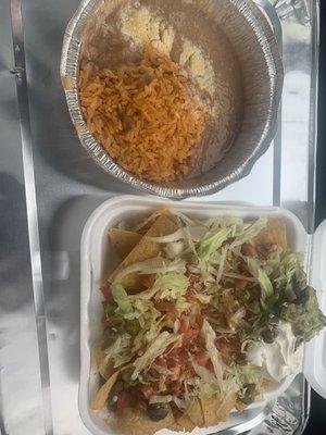 Fully loaded Chicken taco with rice n beans #familydeal