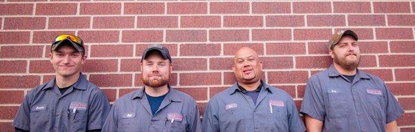 Our trained and certified service technicians From left to right: Austin, Bill, Joe and Eric