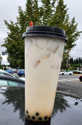 Black Milk Tea (oolong) w/brown sugar boba, $6 before tax & tip (8/11/24).