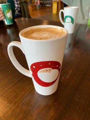 Large café latte in a Santa cup. Nice!