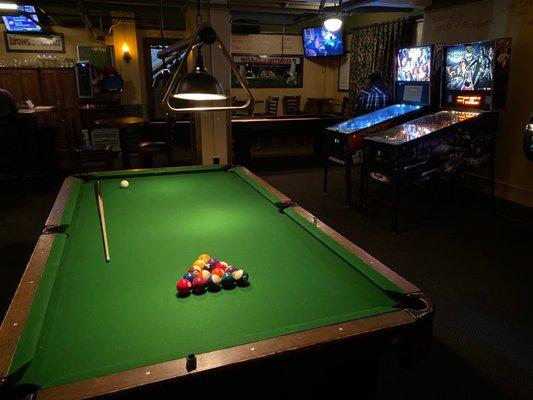 Two pool tables, shuffleboard, pin ball, jukebox