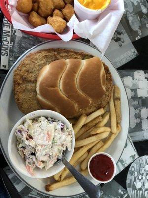 Jumbo tenderloin slaw and fries