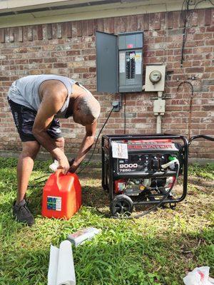 Loyal Client Hooking up and testing their Generator for Emergencies when power goes out.