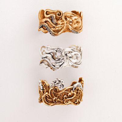 Hand carved bronze and sterling cuffs are one of a kind!